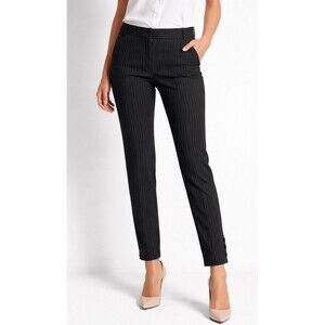 Express Editor Pinstripe Dress Pants Women 0 Black Slim Ankle Career